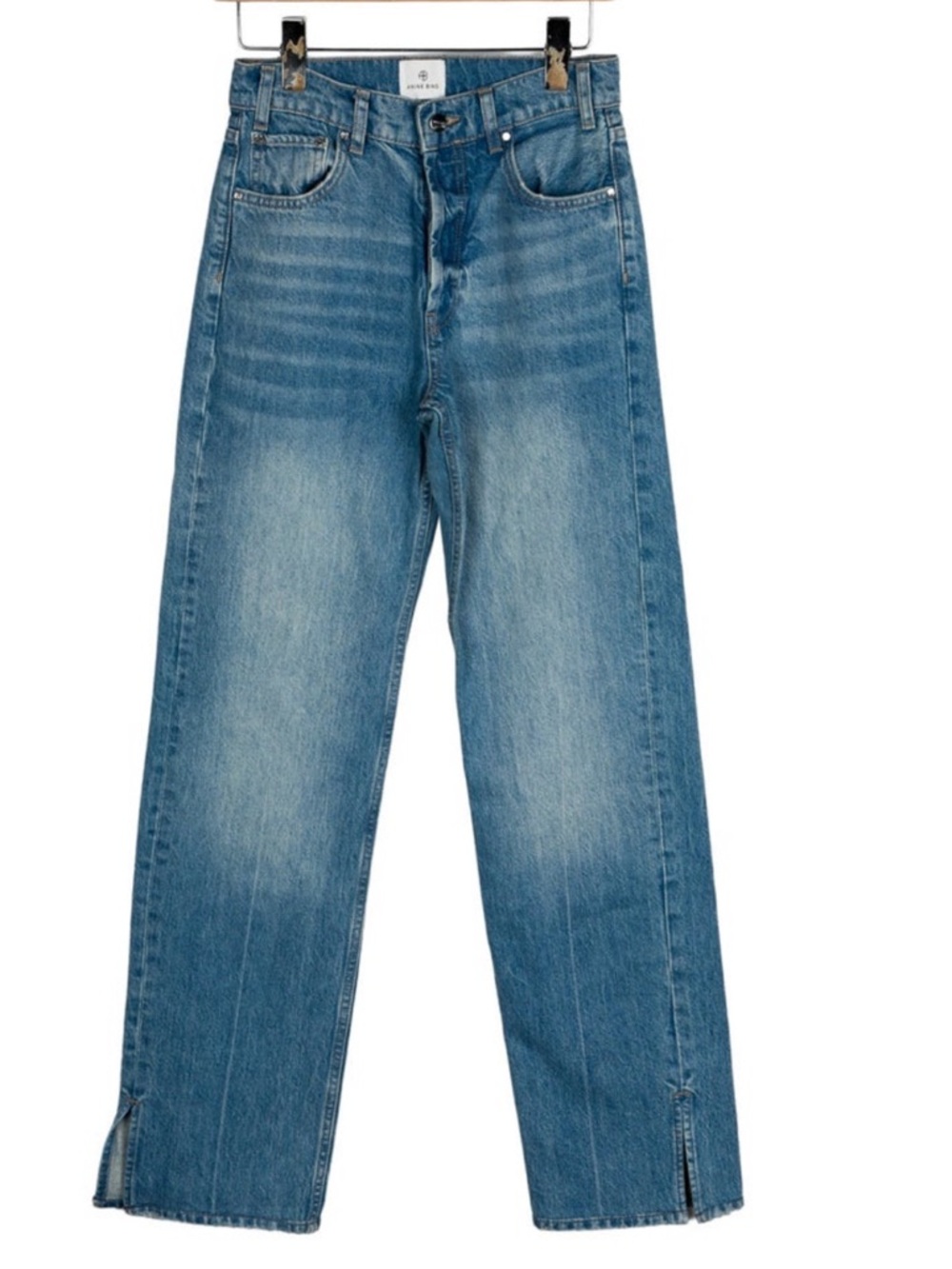 Anine Bing Blue High-Rise Straight Leg Jeans